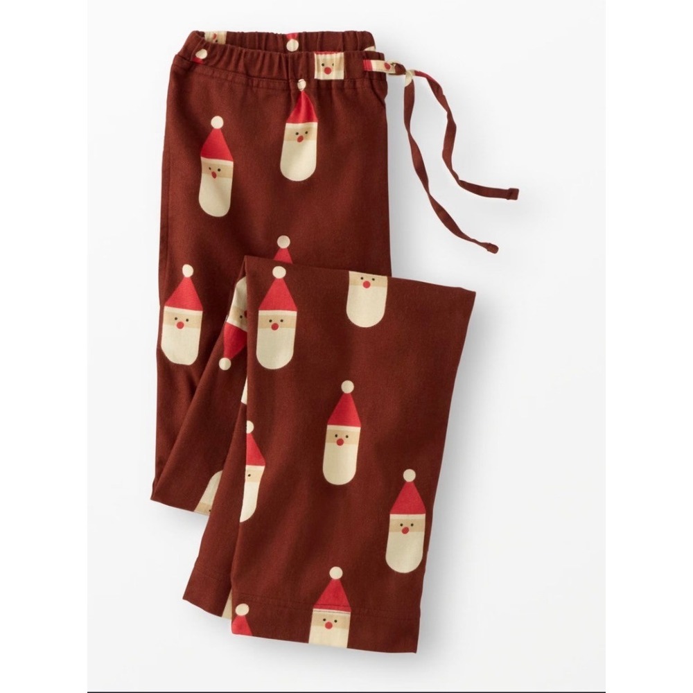Hanna Andersson Family Match Pajama Pants Women XS Brown Santa Christmas Flannel